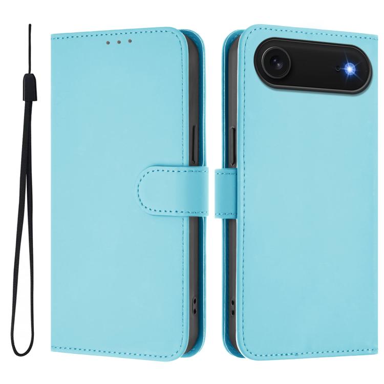Skin Feel Solid Color Leather Phone Case with Lanyard, iPhone 16e