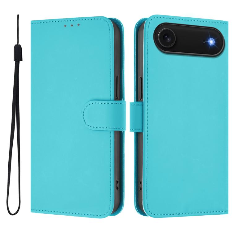 Skin Feel Solid Color Leather Phone Case with Lanyard, iPhone 16e