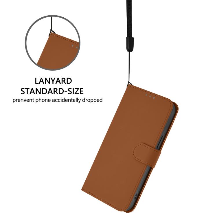 Skin Feel Solid Color Leather Phone Case with Lanyard, For iPhone 16 Pro
