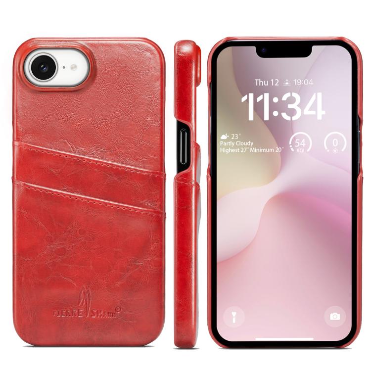 Fierre Shann Retro Oil Wax Texture Card Slots PU Leather Phone Case, For iPhone 17e / 16e, For iPhone 17 Pro Max, For iPhone 17 Pro, For iPhone 17