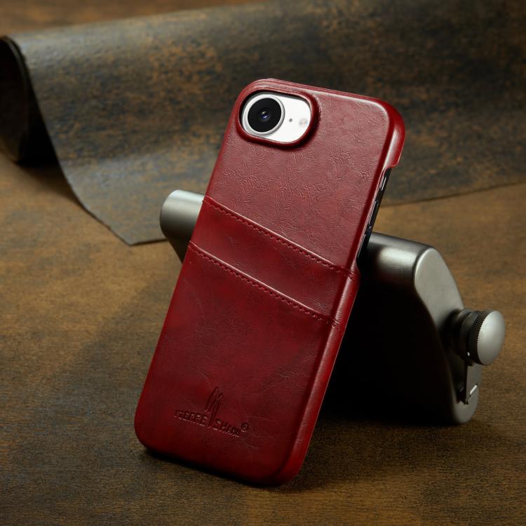 Fierre Shann Retro Oil Wax Texture Card Slots PU Leather Phone Case, For iPhone 17e / 16e, For iPhone 17 Pro Max, For iPhone 17 Pro, For iPhone 17