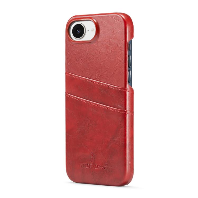 Fierre Shann Retro Oil Wax Texture Card Slots PU Leather Phone Case, For iPhone 17e / 16e, For iPhone 17 Pro Max, For iPhone 17 Pro, For iPhone 17