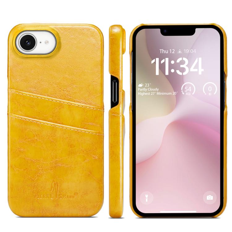 Fierre Shann Retro Oil Wax Texture Card Slots PU Leather Phone Case, For iPhone 17e / 16e, For iPhone 17 Pro Max, For iPhone 17 Pro, For iPhone 17