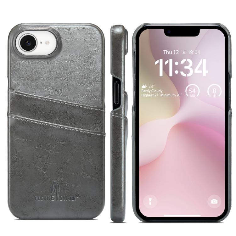 Fierre Shann Retro Oil Wax Texture Card Slots PU Leather Phone Case, For iPhone 17e / 16e, For iPhone 17 Pro Max, For iPhone 17 Pro, For iPhone 17