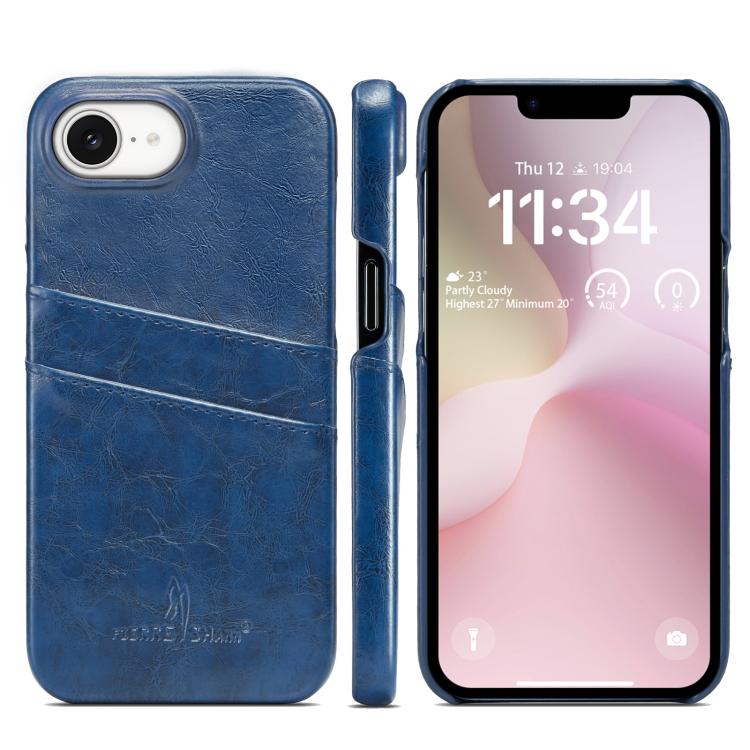 Fierre Shann Retro Oil Wax Texture Card Slots PU Leather Phone Case, For iPhone 17e / 16e, For iPhone 17 Pro Max, For iPhone 17 Pro, For iPhone 17