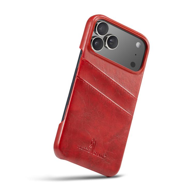 Fierre Shann Retro Oil Wax Texture Card Slots PU Leather Phone Case, For iPhone 17e / 16e, For iPhone 17 Pro Max, For iPhone 17 Pro, For iPhone 17