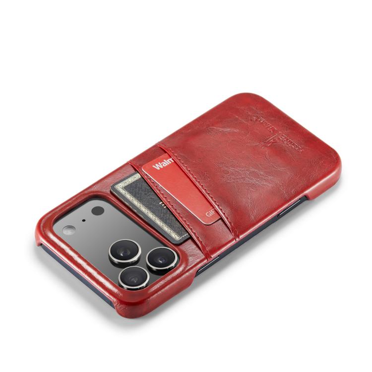 Fierre Shann Retro Oil Wax Texture Card Slots PU Leather Phone Case, For iPhone 17e / 16e, For iPhone 17 Pro Max, For iPhone 17 Pro, For iPhone 17