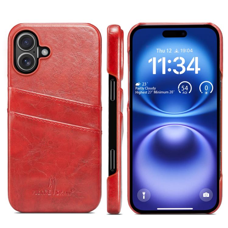 Fierre Shann Retro Oil Wax Texture Card Slots PU Leather Phone Case, For iPhone 17e / 16e, For iPhone 17 Pro Max, For iPhone 17 Pro, For iPhone 17