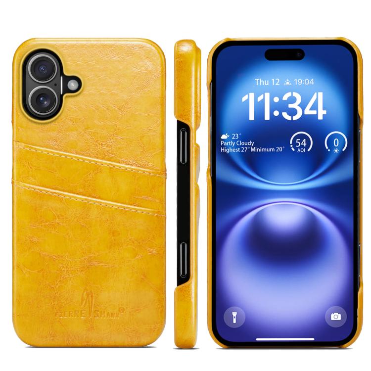 Fierre Shann Retro Oil Wax Texture Card Slots PU Leather Phone Case, For iPhone 17e / 16e, For iPhone 17 Pro Max, For iPhone 17 Pro, For iPhone 17