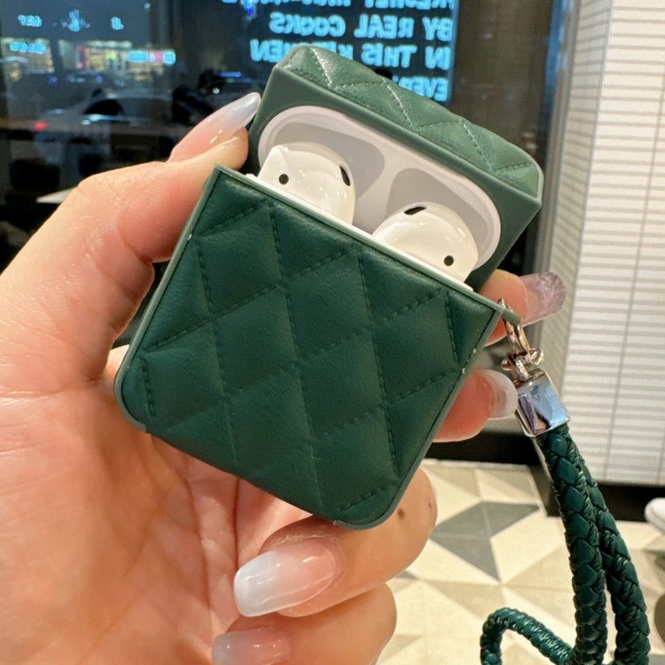 Down Coat Texture PU Earbuds Box PC Case with Lanyard, For AirPods 3, For AirPods Pro