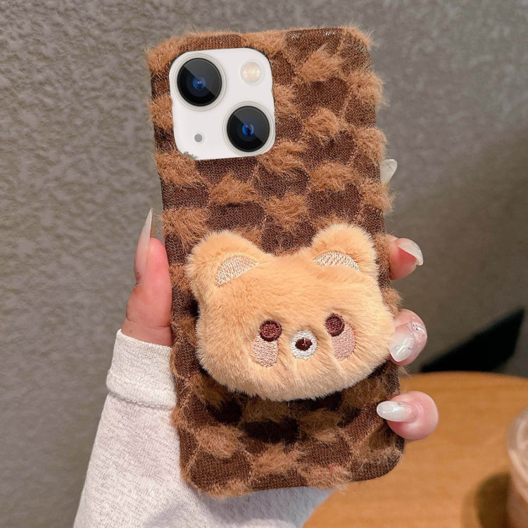 Doll Plush PU Hybrid PC Phone Case, For iPhone 15 Pro Max, For iPhone 15 Pro, For iPhone 15 Plus, For iPhone 15