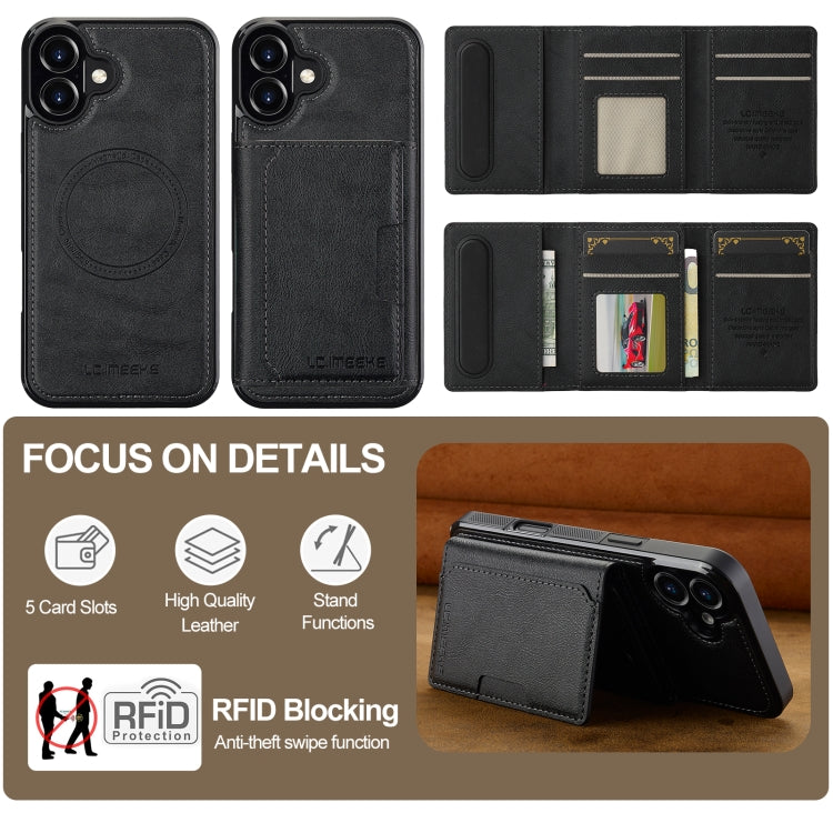 LC.IMEEKE L5 Series Detachable RFID Card Bag Magsafe Phone Case, For iPhone 16, For iPhone 15 Pro Max, For iPhone 15 Pro, For iPhone 15 Plus / 14 Plus
