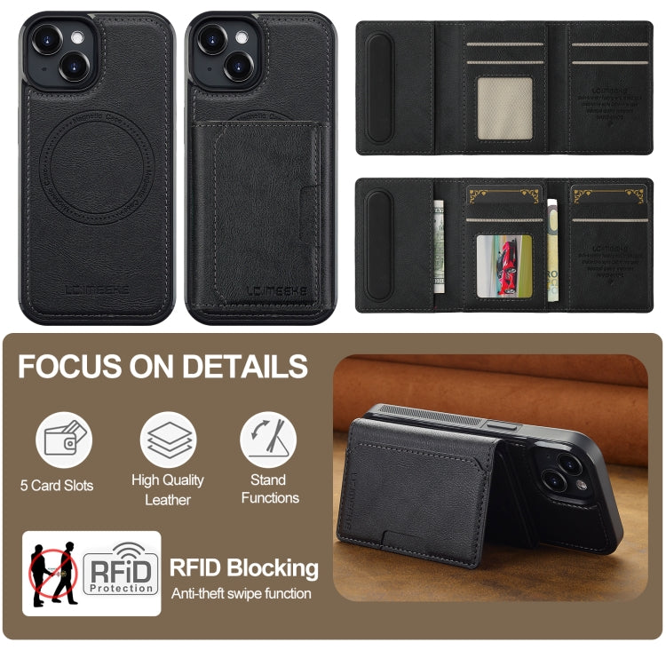 LC.IMEEKE L5 Series Detachable RFID Card Bag Magsafe Phone Case, For iPhone 15, For iPhone 14 / 13, For iPhone 14 Pro, For iPhone 14 Pro Max