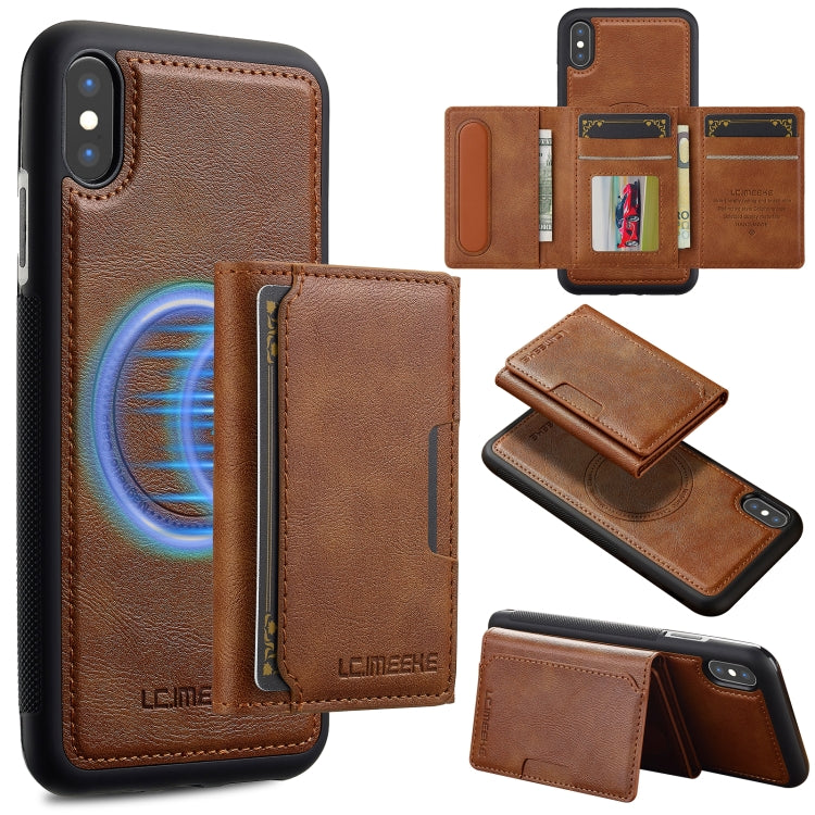 LC.IMEEKE L5 Series Detachable RFID Card Bag Magsafe Phone Case, For iPhone XS Max, For iPhone 8 Plus / 7 Plus