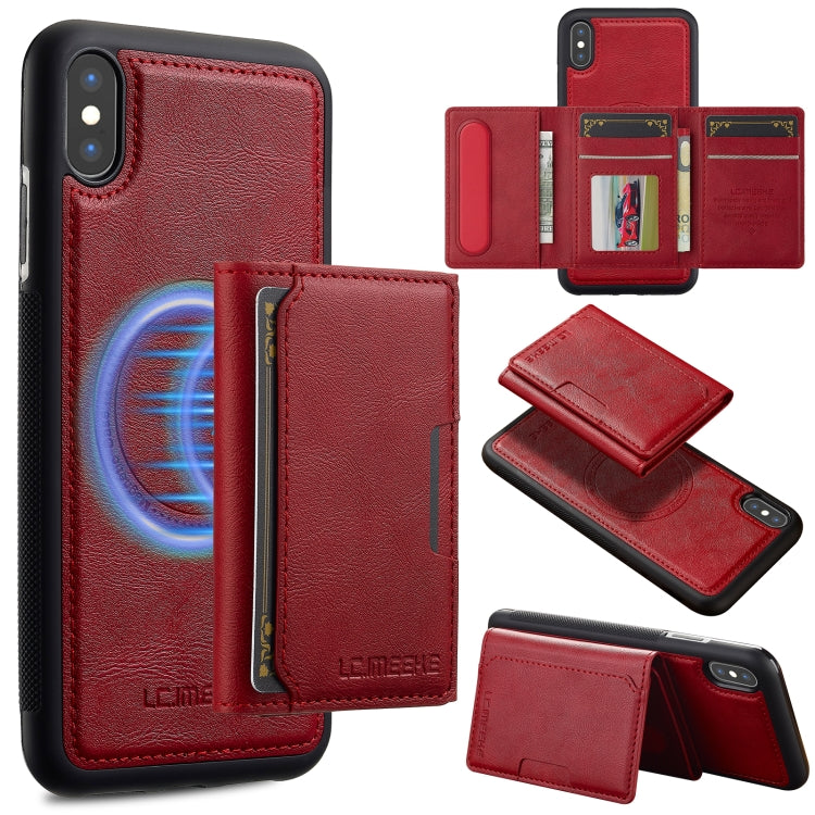 LC.IMEEKE L5 Series Detachable RFID Card Bag Magsafe Phone Case, For iPhone XS Max, For iPhone 8 Plus / 7 Plus