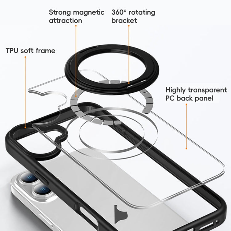 High Transparency 360 Degree Rotating Holder MagSafe Phone Case, For iPhone 11