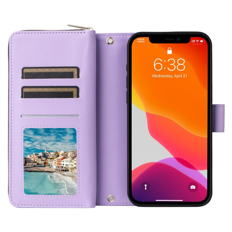 Nine-card Slots Zipper Wallet Bag Leather Phone Case, For iPhone 12 / 12 Pro, For iPhone 12 Pro Max