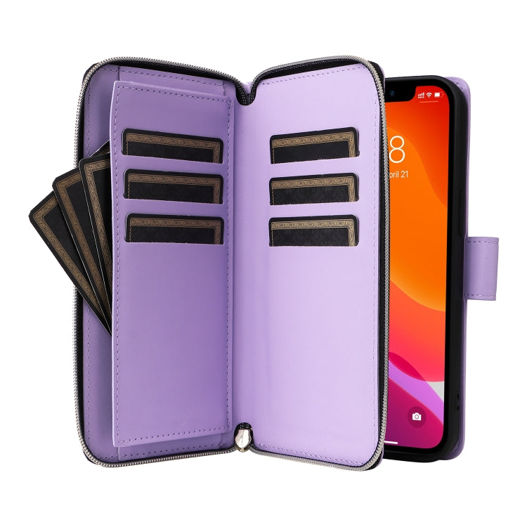 Nine-card Slots Zipper Wallet Bag Leather Phone Case, For iPhone 12 / 12 Pro, For iPhone 12 Pro Max