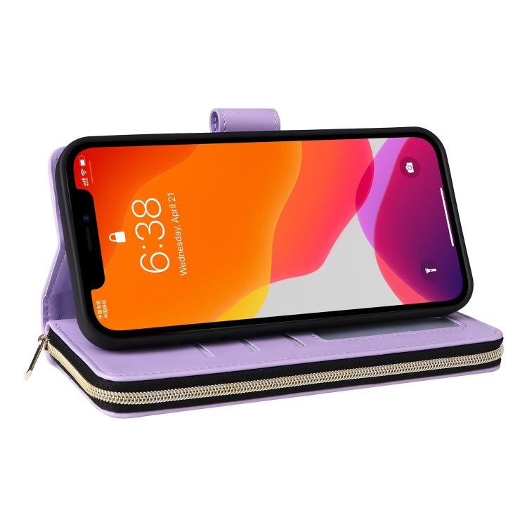 Nine-card Slots Zipper Wallet Bag Leather Phone Case, For iPhone 12 / 12 Pro, For iPhone 12 Pro Max