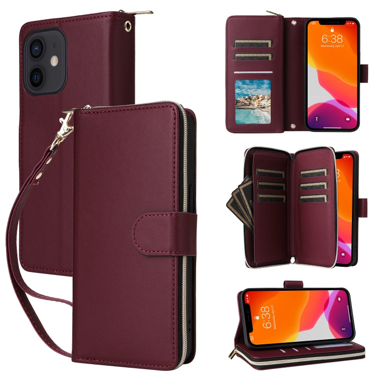 Nine-card Slots Zipper Wallet Bag Leather Phone Case, For iPhone 12 / 12 Pro, For iPhone 12 Pro Max