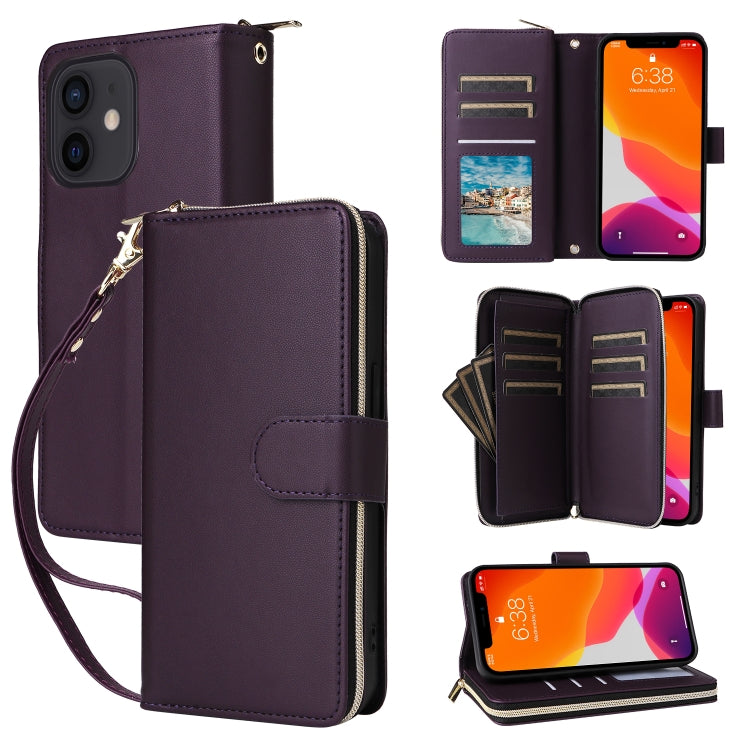 Nine-card Slots Zipper Wallet Bag Leather Phone Case, For iPhone 12 / 12 Pro, For iPhone 12 Pro Max