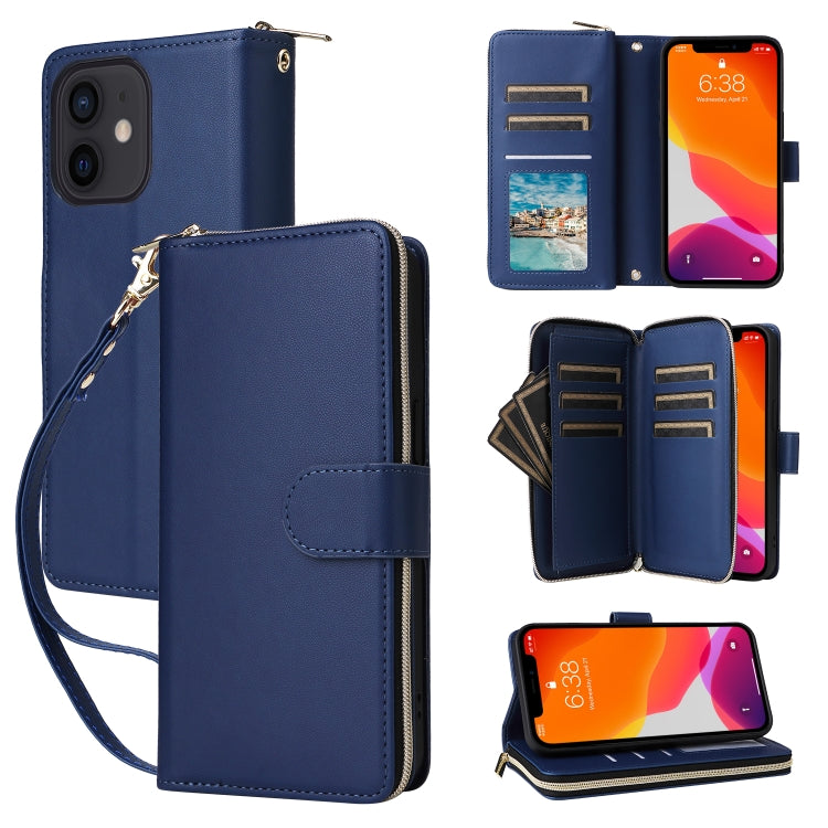 Nine-card Slots Zipper Wallet Bag Leather Phone Case, For iPhone 12 / 12 Pro, For iPhone 12 Pro Max