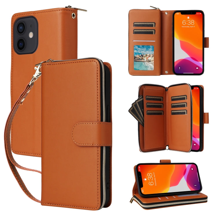 Nine-card Slots Zipper Wallet Bag Leather Phone Case, For iPhone 12 / 12 Pro, For iPhone 12 Pro Max