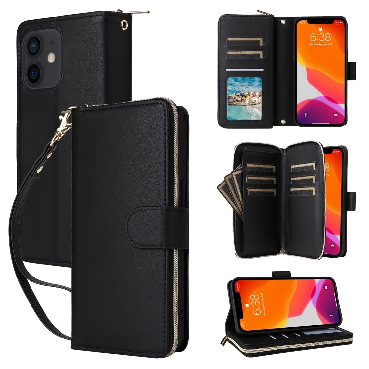 Nine-card Slots Zipper Wallet Bag Leather Phone Case, For iPhone 12 / 12 Pro, For iPhone 12 Pro Max