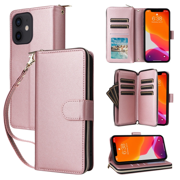 Nine-card Slots Zipper Wallet Bag Leather Phone Case, For iPhone 12 / 12 Pro, For iPhone 12 Pro Max