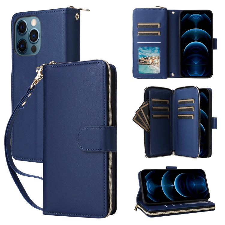 Nine-card Slots Zipper Wallet Bag Leather Phone Case, For iPhone 12 / 12 Pro, For iPhone 12 Pro Max