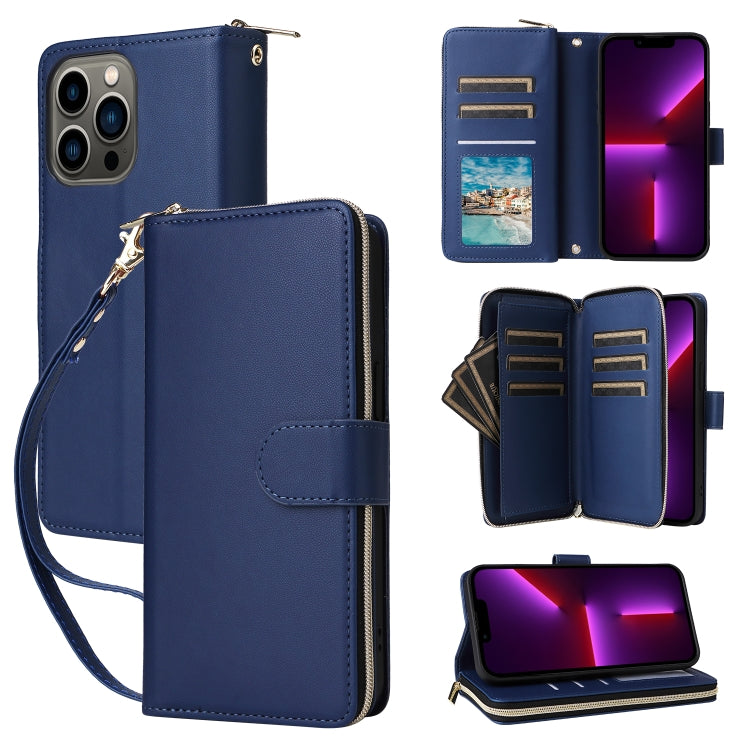 Nine-card Slots Zipper Wallet Bag Leather Phone Case, For iPhone 14 Pro Max, For iPhone 13 Pro Max, For iPhone 13 Pro