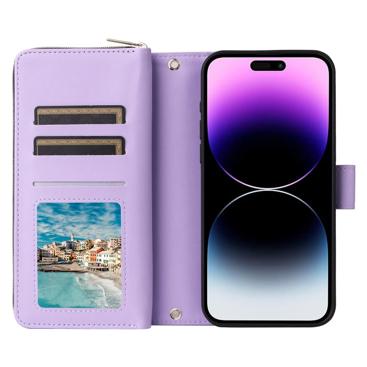 Nine-card Slots Zipper Wallet Bag Leather Phone Case, For iPhone 14 Pro Max, For iPhone 13 Pro Max, For iPhone 13 Pro