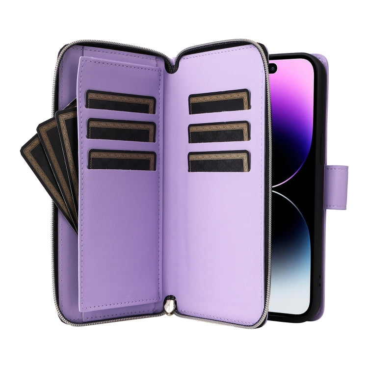Nine-card Slots Zipper Wallet Bag Leather Phone Case, For iPhone 14 Pro Max, For iPhone 13 Pro Max, For iPhone 13 Pro