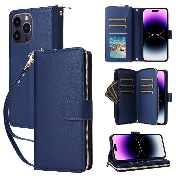 Nine-card Slots Zipper Wallet Bag Leather Phone Case, For iPhone 14 Pro Max, For iPhone 13 Pro Max, For iPhone 13 Pro