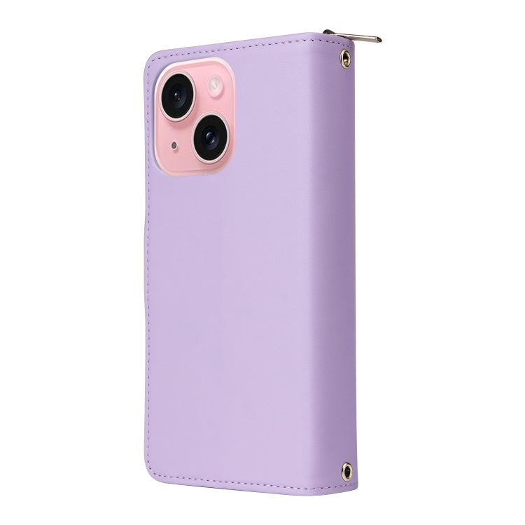 Nine-card Slots Zipper Wallet Bag Leather Phone Case, For iPhone 15, For iPhone 14 / 13, For iPhone 14 Pro