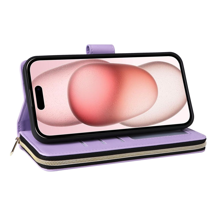 Nine-card Slots Zipper Wallet Bag Leather Phone Case, For iPhone 15, For iPhone 14 / 13, For iPhone 14 Pro