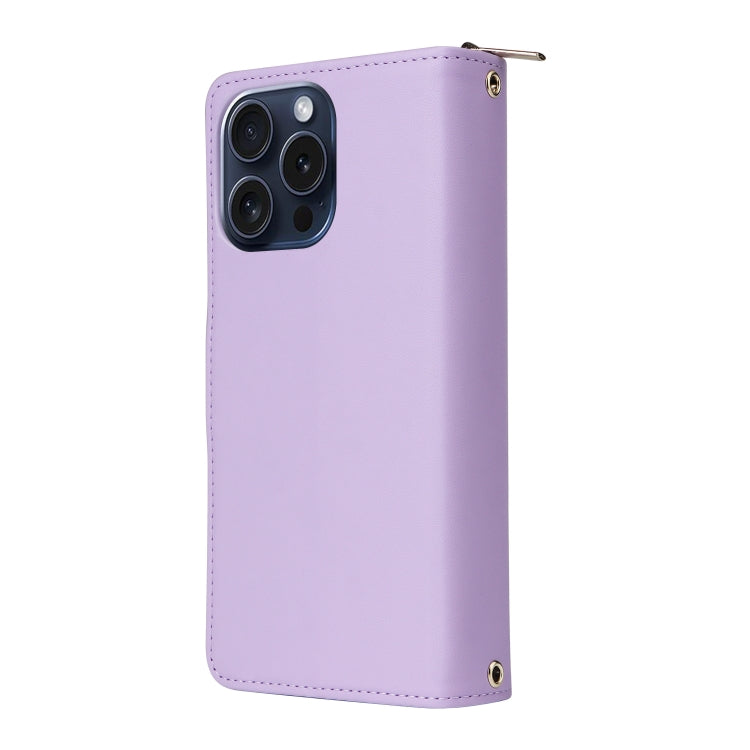 Nine-card Slots Zipper Wallet Bag Leather Phone Case, For iPhone 15 Pro Max, For iPhone 15 Pro, For iPhone 15 Plus / 14 Plus
