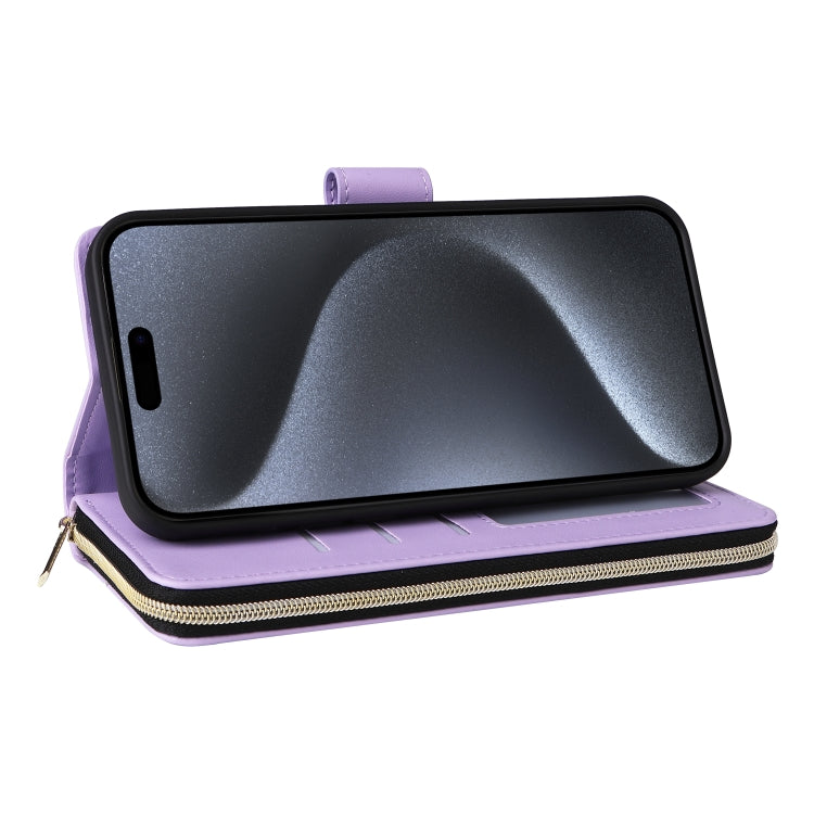 Nine-card Slots Zipper Wallet Bag Leather Phone Case, For iPhone 15 Pro Max, For iPhone 15 Pro, For iPhone 15 Plus / 14 Plus