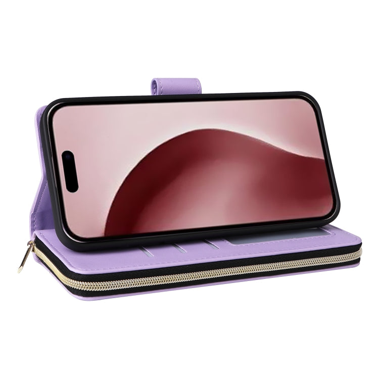 Nine-card Slots Zipper Wallet Bag Leather Phone Case, For iPhone 16 Pro, For iPhone 16 Plus, For iPhone 16