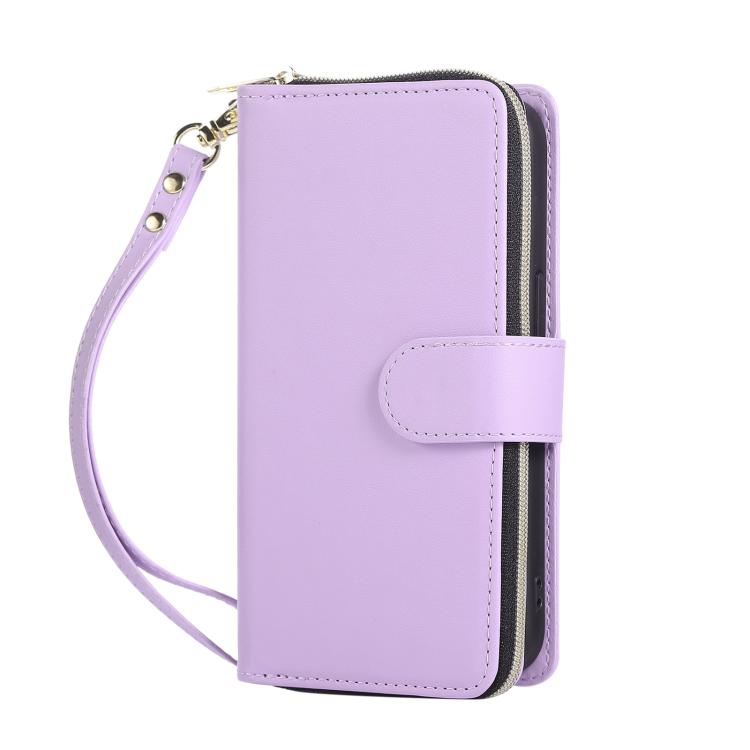 Nine-card Slots Zipper Wallet Bag Leather Phone Case, For iPhone Air, For iPhone 16e, For iPhone 16 Pro Max