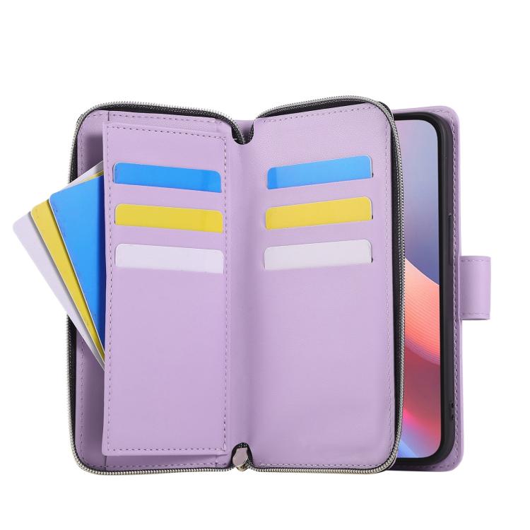 Nine-card Slots Zipper Wallet Bag Leather Phone Case, For iPhone Air, For iPhone 16e, For iPhone 16 Pro Max