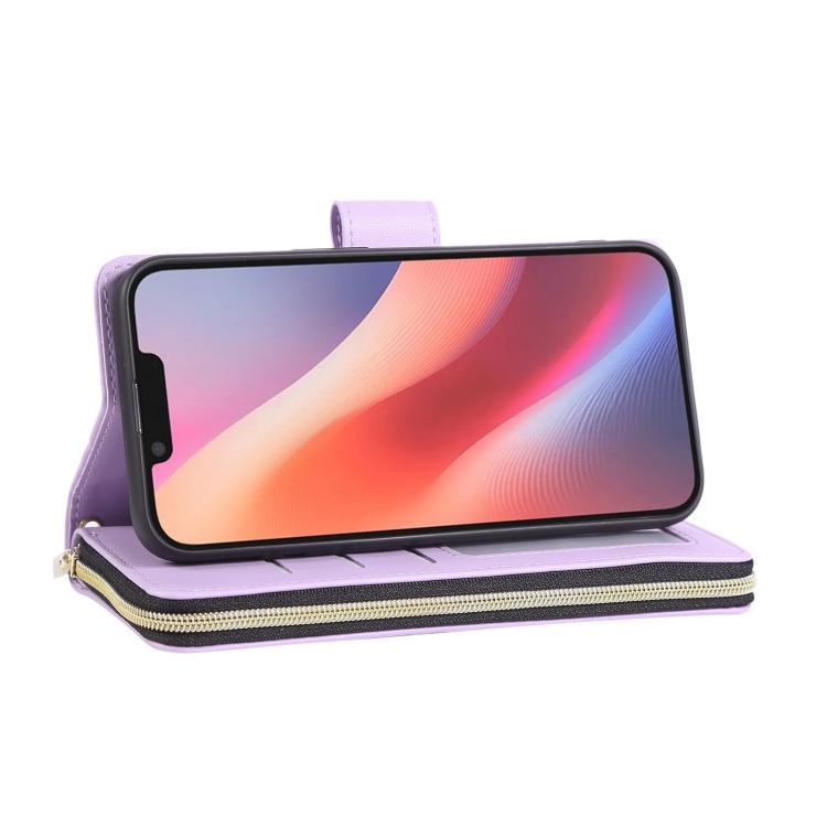 Nine-card Slots Zipper Wallet Bag Leather Phone Case, For iPhone Air, For iPhone 16e, For iPhone 16 Pro Max