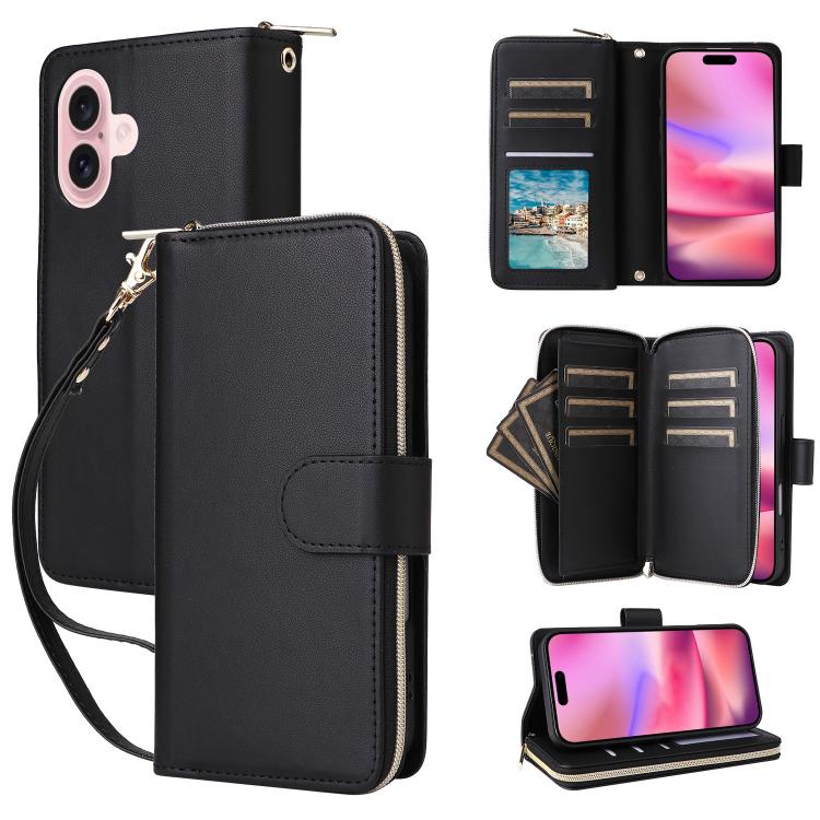 Nine-card Slots Zipper Wallet Bag Leather Phone Case, For iPhone 17 Pro Max, For iPhone 17 Pro, For iPhone 17
