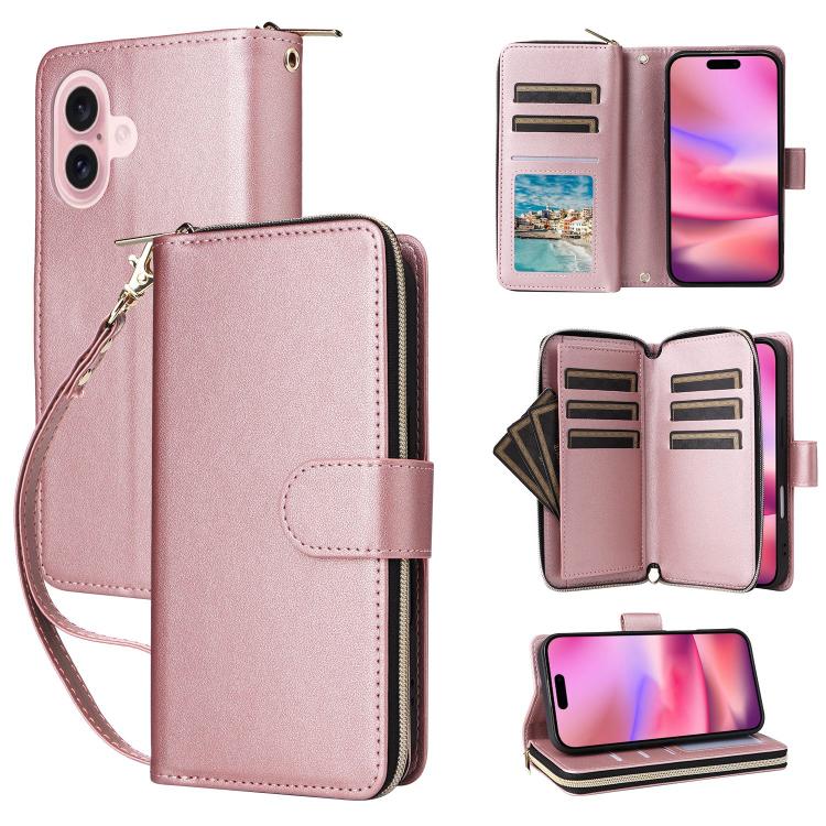 Nine-card Slots Zipper Wallet Bag Leather Phone Case, For iPhone 17 Pro Max, For iPhone 17 Pro, For iPhone 17