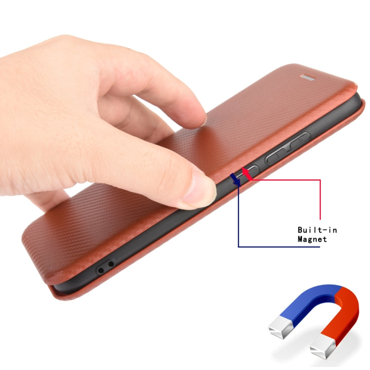 Carbon Fiber Texture Magnetic Horizontal Flip TPU + PC + PU Leather Case with Card Slot, For Kyocera Android One S6, For Kyocera Gratina KYV48, For Ulefone Note 9P, For Sharp Aquos Zero 5G Basic