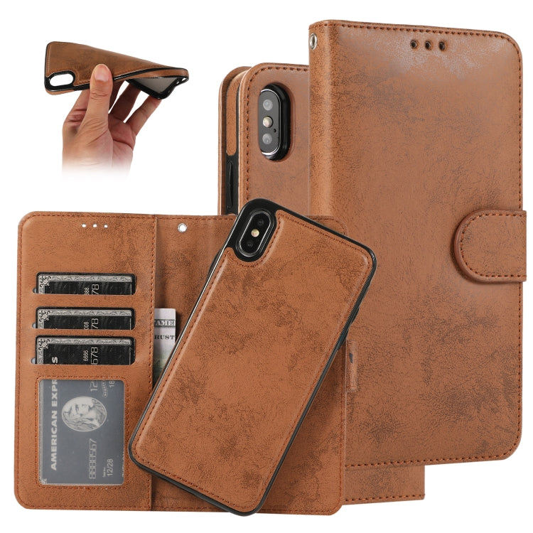 KLT888-2 Retro 2 in 1 Detachable Magnetic Horizontal Flip TPU + PU Leather Case with Holder & Card Slots & Photo Frame & Wallet, For iPhone 6 Plus, For iPhone SE 2022 / SE 2020 / 8 / 7, For iPhone 8 Plus / 7 Plus, For iPhone XS / X