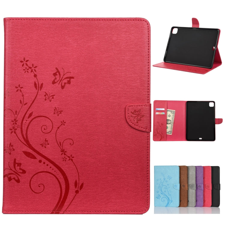 Butterfly Flower Embossing Pattern Horizontal Flip Leather Case with Holder & Card Slots & Wallet, For iPad Pro 11 (2020), For Samsung Galaxy Tab S8+ / Tab S8 Plus / Tab S7 FE / Tab S7+