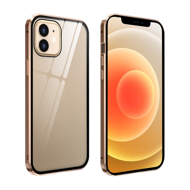 Double Sides Tempered Glass Magnetic Adsorption Metal Frame HD Screen Case, For iPhone 12 mini