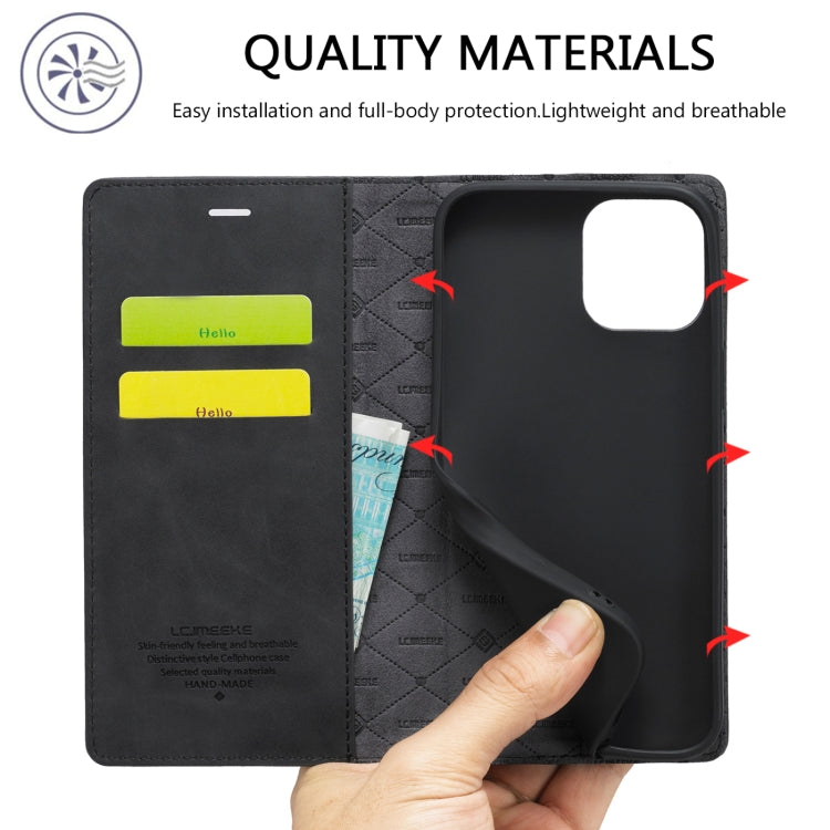 LC.IMEEKE Strong Magnetism Ultra-thin Horizontal Flip Shockproof Matte TPU + PU Leather Case with Holder & Card Slots & Wallet, For iPhone 12 mini, For iPhone 12 / 12 Pro, For iPhone 12 Pro Max, For iPhone XS / X, For iPhone 12 Pro