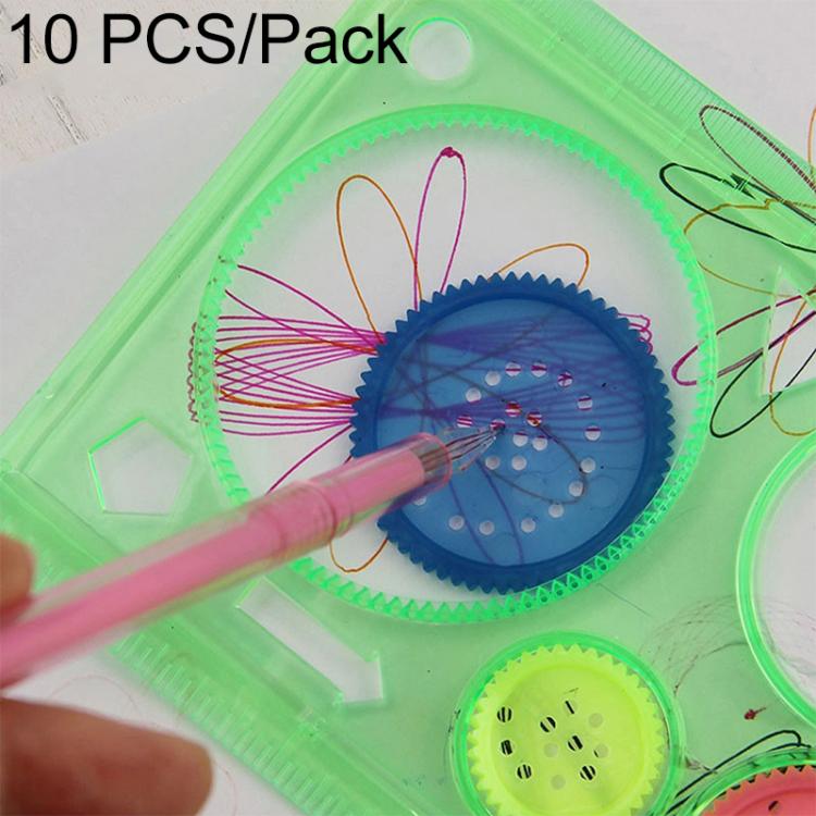 10pcs Creative Million Flower Ruler Geometric Learning Rules Drawing Tools Fixed Student Painting Set Creative,Random Color Delivery